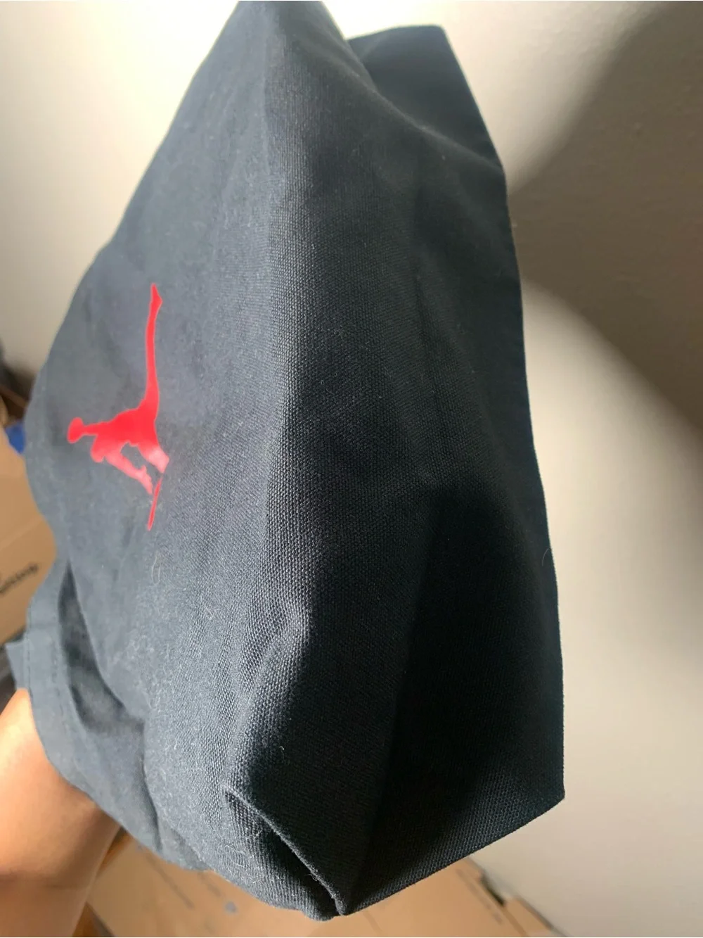 Jordan Black Canvas Tote with Red Jumpman Graphic